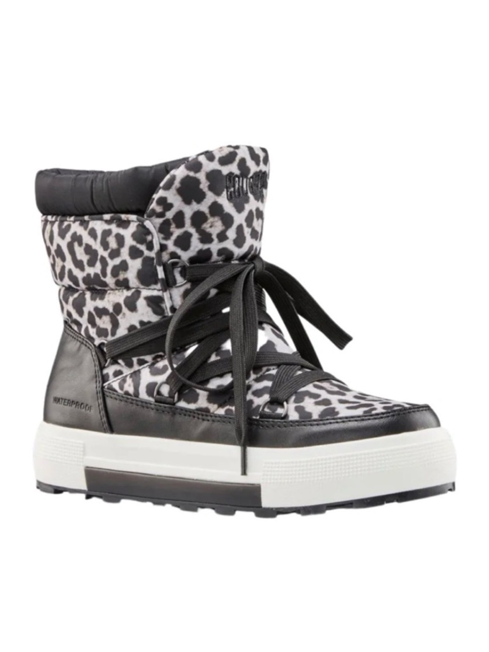 Cougar Wink Boots Womens Size 6 Gray Black Leopard Lace Up Waterproof NWT